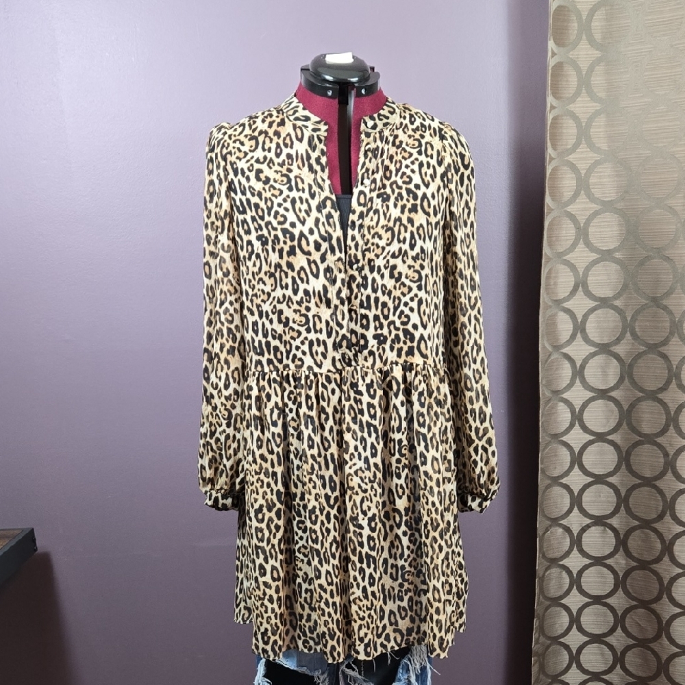 Leopard Print Women's sheer Top